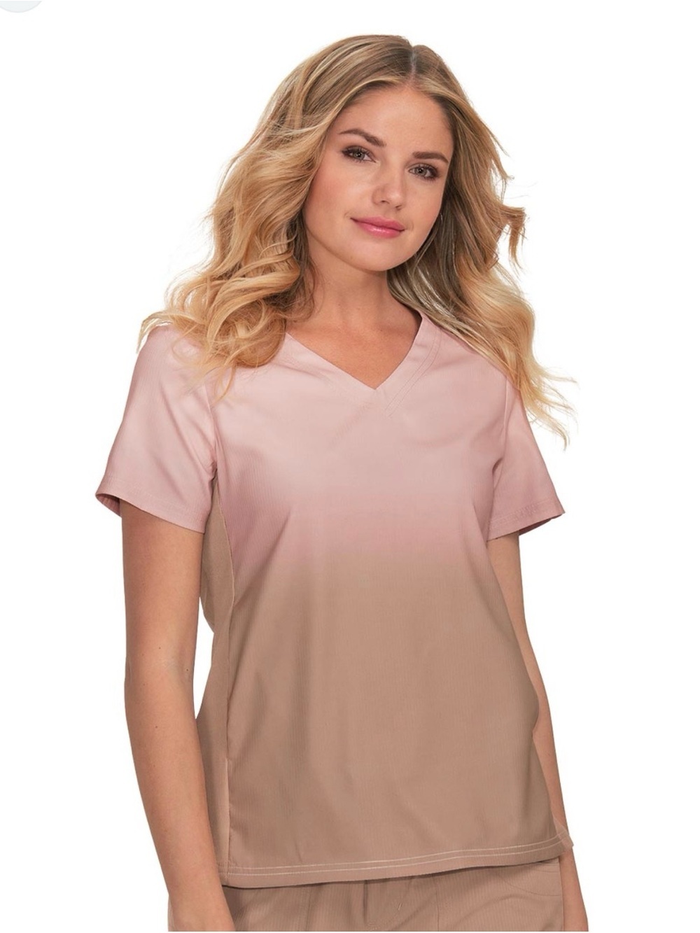 koi Ombre V-Neck Scrub Top in Dusty Rose and Taupe